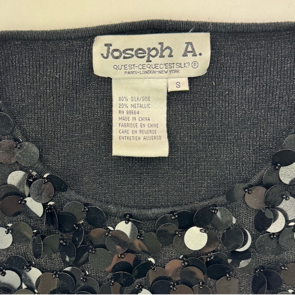 VTG Y2K Joseph A Silk Blend Jumbo Sequin Embellished Fitted Tank Top small - Picture 5 of 13